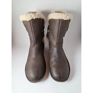 UGG  Women's Akadia Boot Size 9 Wrap Brown Leather Shearling Sherpa Sheepskin